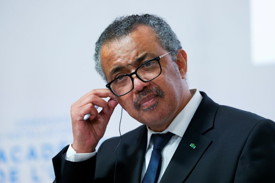 WHO-sjef Tedros Adhanom Ghebreyesus deltok denne uka på åpningen av det nye WHO-helseakademiet i Lyon. Frankrike er ett av landene som nå gir Tedros varm støtte for en ny periode. Foto: Denis Balibouse / Reuters / NTB