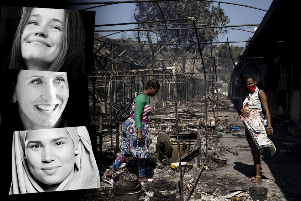 Norske organisasjoner rapporterer om et uvanlig stort engasjement etter brannen i Moria-leiren på Lesvos. Musiker Sigrid Solbakk Raabe, skiløper Marit Bjørgen og skuespiller Iman Meskini er blant de mange som har engasjert seg for de brann-rammede på den greske øya. - Ekte engasjementet som dette er kjempeviktig for oss, fordi disse profilene når ut til andre enn de vi vanligvis treffer med våre kampanjer, sier Redd Barnas Gunvor Knag Fylkesnes. Foto: NTB og Petros Giannakouris / AP/ NTB