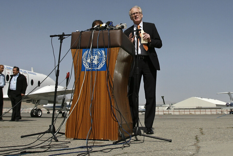 Kai Eide ankommer Kabul som FNs nye spesialutsending i mars 2008. Siden den gang har Afghanistan sett store framskritt, men etter Talibans maktovertagelse er veldig mye usikkert. Foto: Omar Sobhani / Reuters / NTB