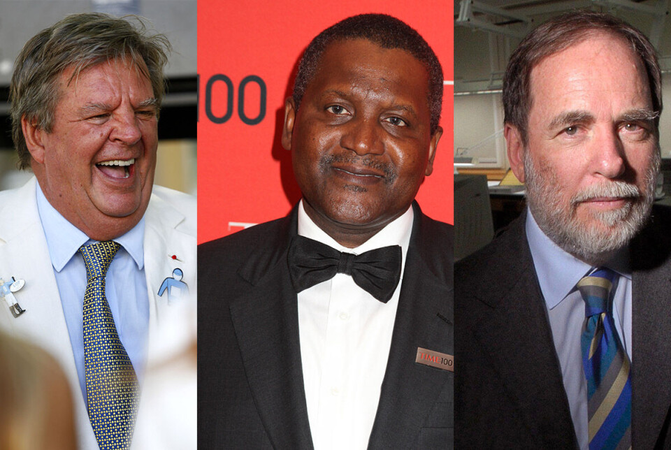 Forretningsmennene Johann Rupert fra Sør-Afrika (f.v.), Aliko Dangote fra Nigeria og Nicky Oppenheimer fra Sør-Afrika er blant Afrikas rikeste menn.