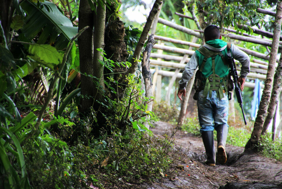 Etter hvert som FARC legger ned sine våpen er det andre grupper har begynt å kjempe om områdersom tidligere var kontrollert av FARC. Bildet er fra en FARC-leir.
