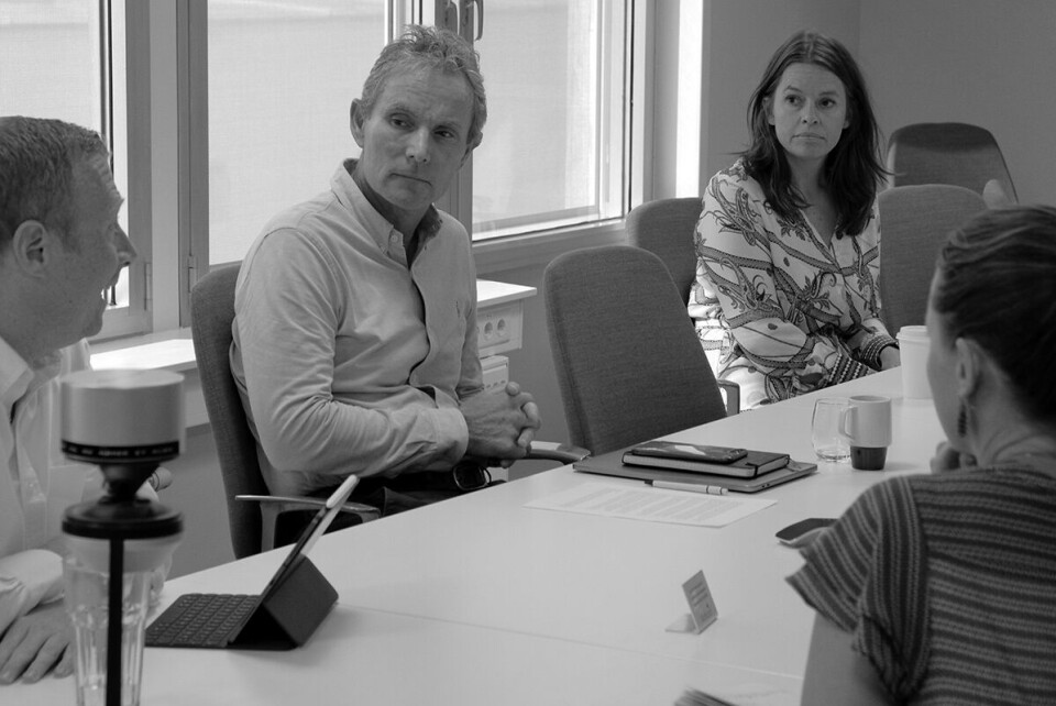 Deler av krisestaben i Norfund: Juridisk direktør Thomas Fjeld Heltne, administrerende direktør Tellef Thorleifsson, finansdirektør Cathrine Conradi og Ylva Lindberg, direktør for strategi og kommunikasjon. Foto: Jan Speed