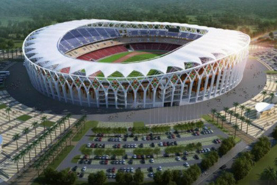 Kinesisk design: Stade National de la Côte d‘Ivoire, med kallenavnet Arc de Triomphe, får sitteplasser til 60 000 mennesker og forventes ferdigstilt i løpet av året. Kina har betalt for praktarenaen.