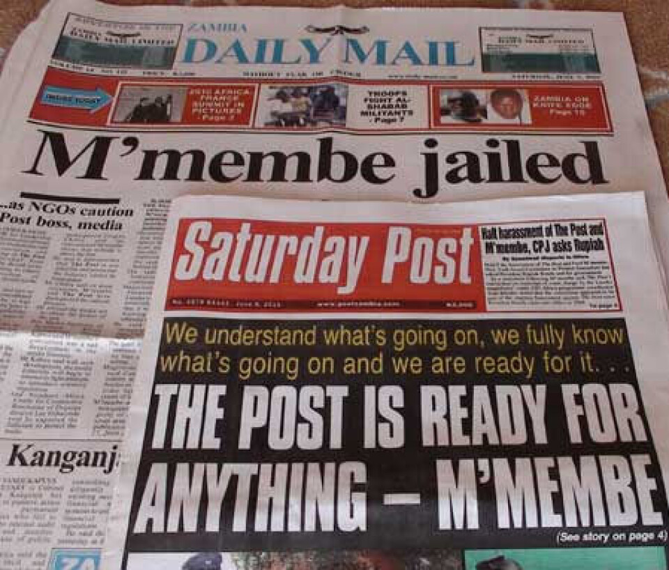 Reportere uten grenser melder om bedring i pressefriheten hos flere norske bistandspartnere. Her den zambiske Daily Mail.