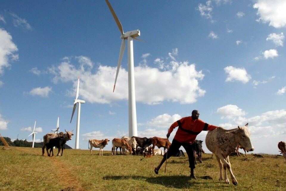Oljefondet bør investere i fornybar energi i utviklingsland, og et partnerskap med Norfund og andre utviklingsaktører kan være riktig, hevdes det i ny rapport fra tenketanken Re-Define og miljøstiftelsen ZERO. Bildet er fra vindkraftanlegg i Ngong Hills utenfor Nairobi i Kenya. Foto: Thomas Mukoya / Reuters / NTB scanpix