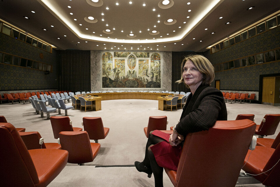 Norges nye FN-Ambassadør i New York, Mona Juul, her i FNs sikkerhetsråd. Foto: Pontus Höök / NTB scanpix