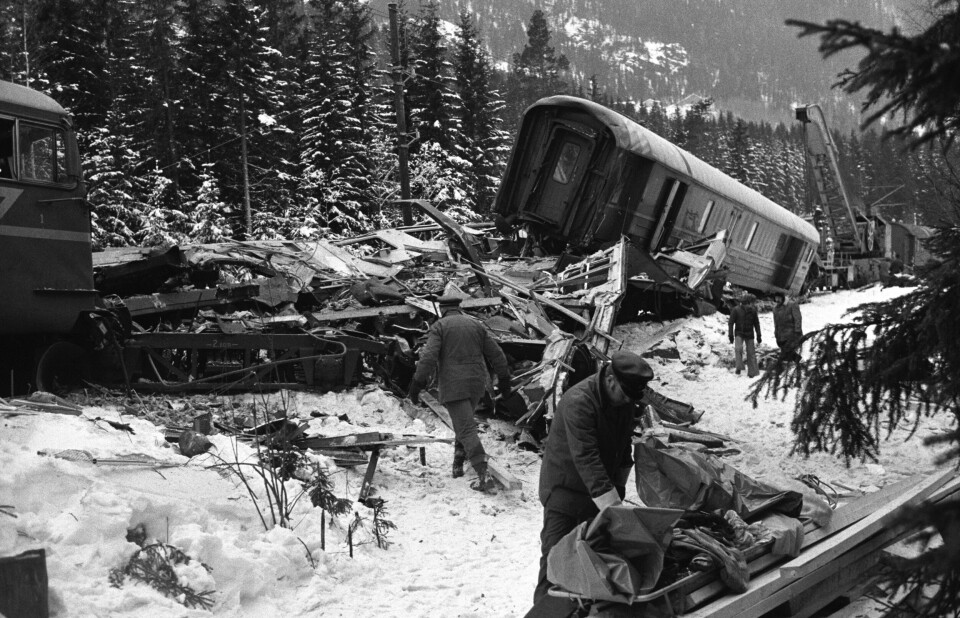 Togulykken ved Tretten i Gudbrandsdalen kostet 27 mennesker livet. Tore Linné Eriksen satt i første vogn. Foto: Erik Thorberg / NTB scanpix