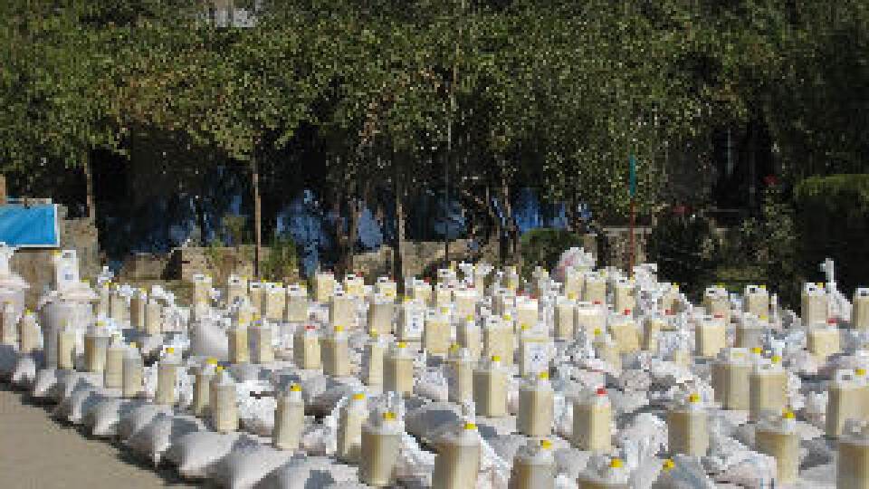 Enker i Afghanistan får utdelt mat fra WFP som en del av et mat-for-arbeid program.