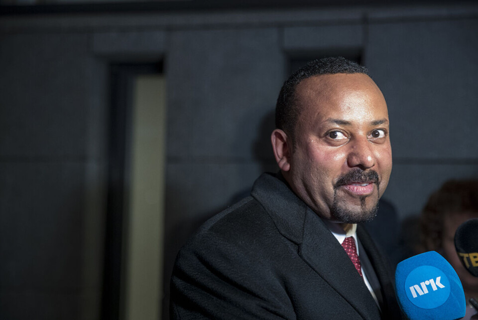 Etiopias statsminister Abiy Ahmed Ali ankommer VIP-terminalen på Oslo Lufthavn mandag ettermiddag. Tirsdag mottar han Nobels fredspris. Foto: Terje Pedersen / NTB scanpix