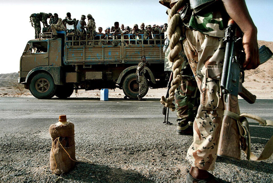 Eritreiske forsterkninger på vei mot fronten i 2000.