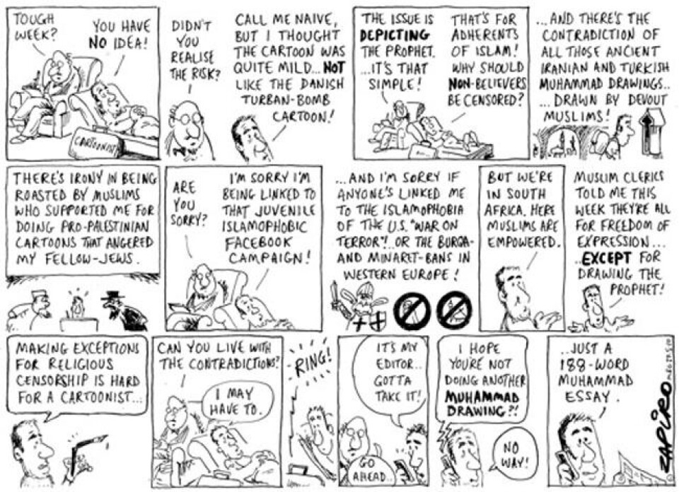 Ingen humor over Mohammed-tegning