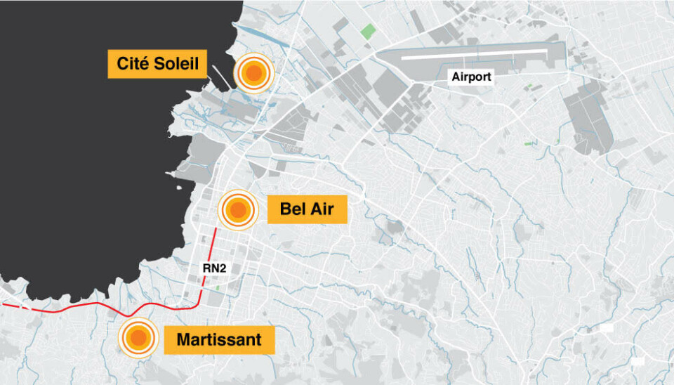 Hovedområdene hvor de kriminelle gjegene operer i Port-au-Price.