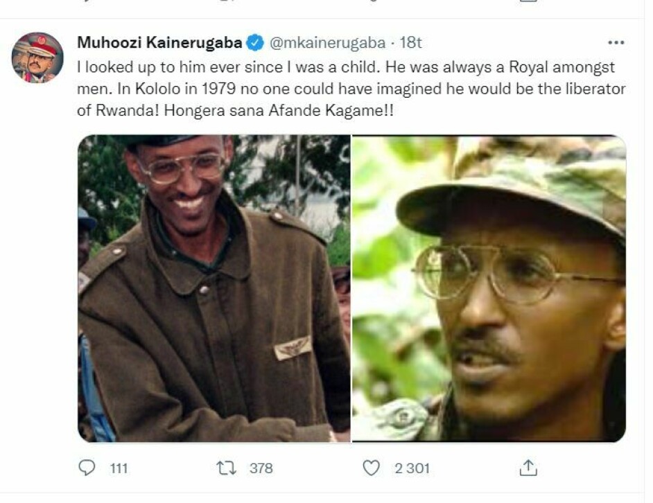 Twitter-generalen roser Paul Kagames historiske rolle i frigjøringskampen.