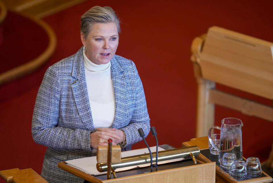 Utviklingsminister Anne Beathe Tvinnereim (Sp) under en tidligere opptreden i den muntlige spørretimen i Stortinget. Foto: Javad Parsa / NTB