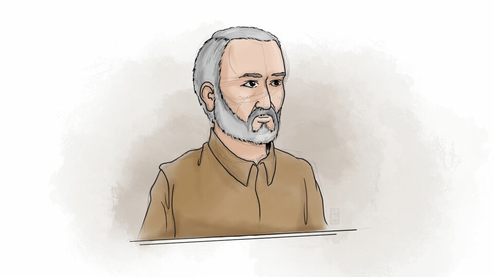 Rettstegning av massedrapstiltalte Hamid Noury under forsvarets saksfremlegg tidlig i rettssaken.