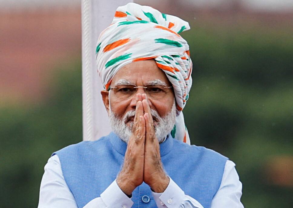 Her taler statsminister Narendra Modi i Dehli under feiringen av Indias uavhengighet 15. august i år.
