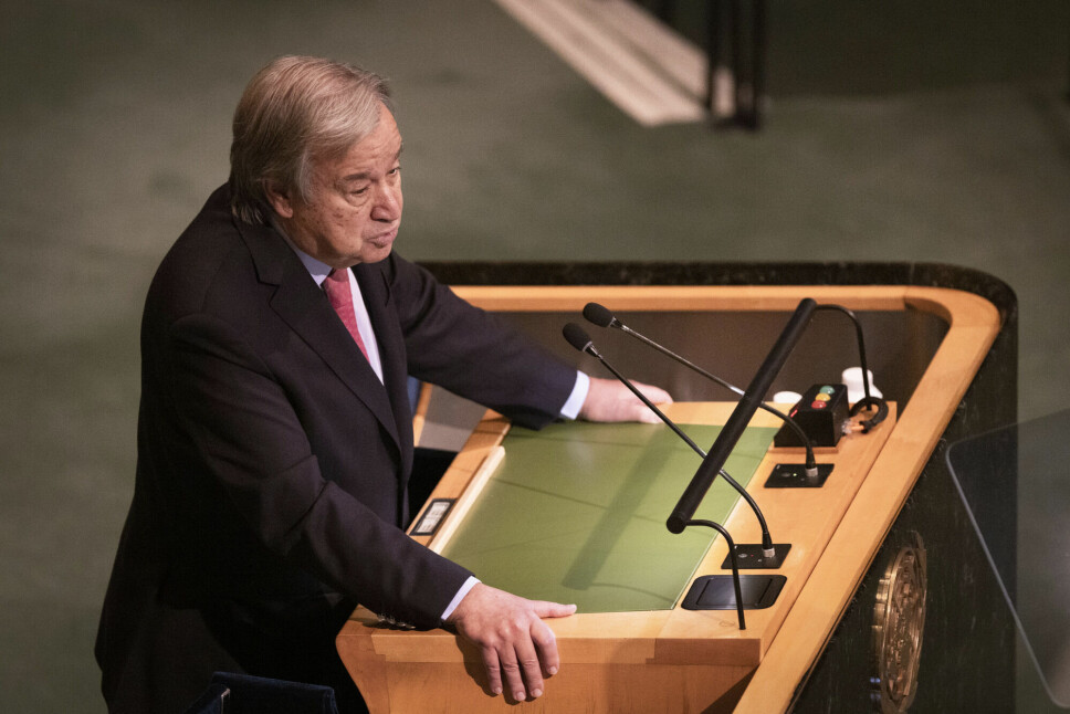 Generalsekretær Antonio Guterres taler på FNs høynivåuke i New York denne uka.