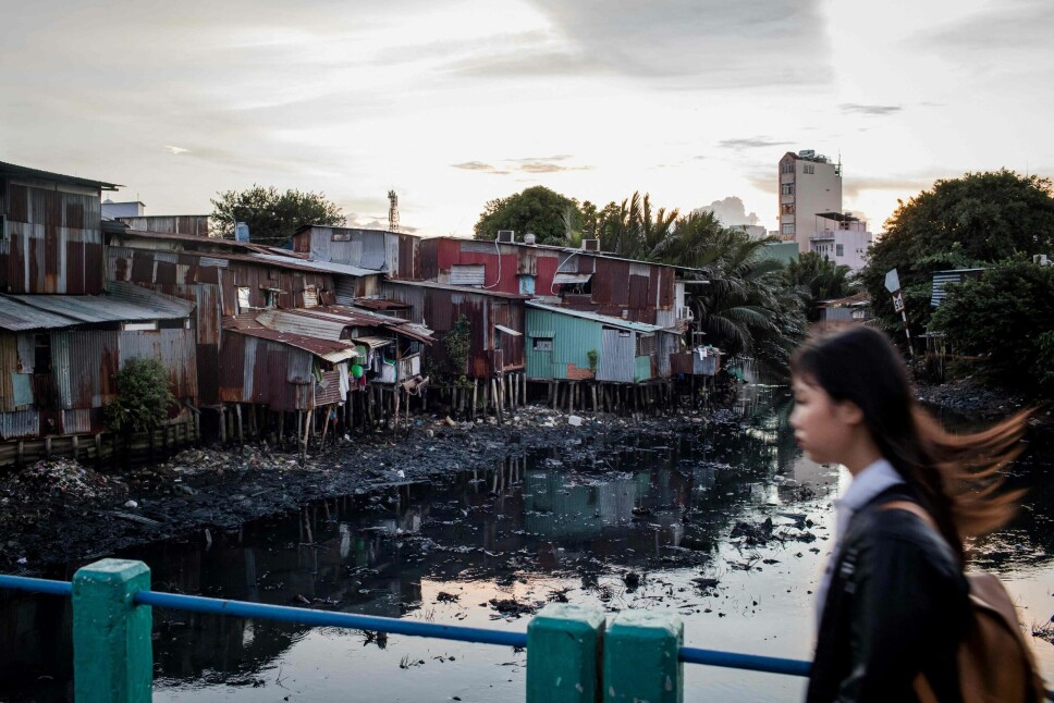 Vietnams største by, Ho Chi Minh-byen, synker i gjennomsnitt 16,2 millimeter årlig, ifølge en ny studie. Bildet viser Xuyen Tam-kanalen i byen.