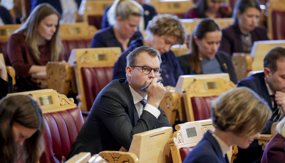 Kjell Ingolf Ropstad (Krf) i Stortinget under fremleggelsen av Statsbudsjettet for 2023.