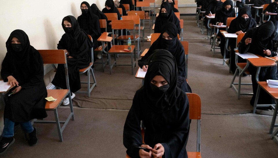 Taliban har nå gitt ordre om at alle landets universiteter skal nekte kvinnelige studenter. Forbudet er det siste av rekke brutale inngrep i kvinner og jenters rettigheter og har vakt sterke reaksjoner. Bildet er fra oktober i år og viser kvinnelige studenter som tar opptaksprøven ved universitetet i Kabul.