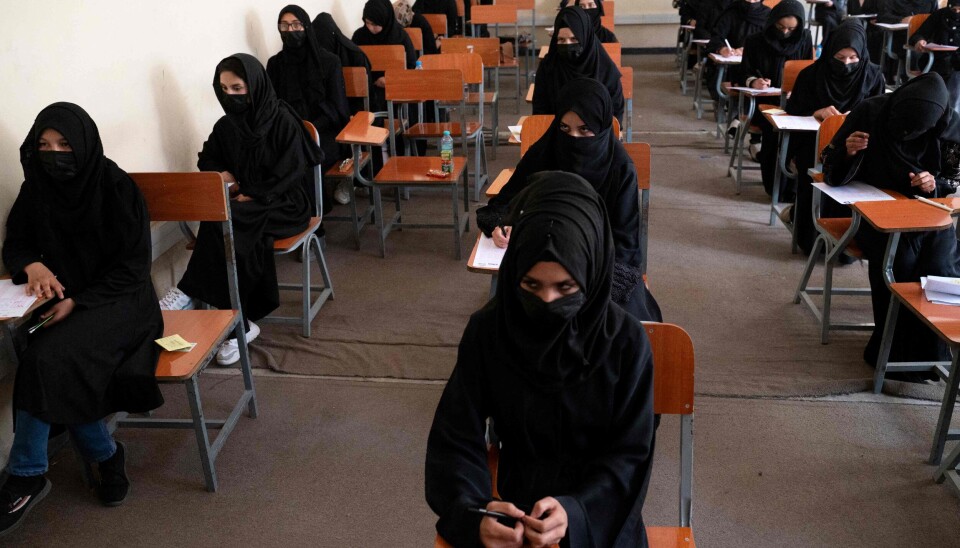 Taliban har nå gitt ordre om at alle landets universiteter skal nekte kvinnelige studenter. Forbudet er det siste av rekke brutale inngrep i kvinner og jenters rettigheter og har vakt sterke reaksjoner. Bildet er fra oktober i år og viser kvinnelige studenter som tar opptaksprøven ved universitetet i Kabul.