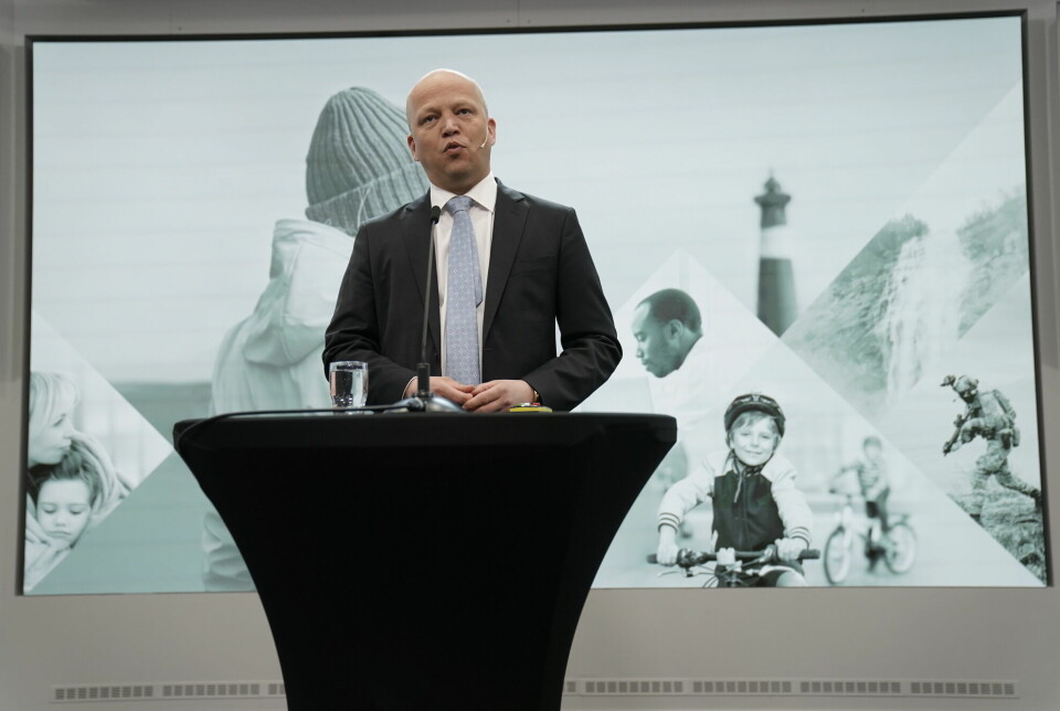 Finansminister Trygve Slagsvold Vedum (Sp) holder pressekonferanse om revidert nasjonalbudsjett for 2023.