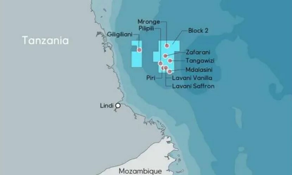 LNG-anlegget skal etableres i Lindi-regionen, få mil fra grensen til den urolige Cabo Delgado-regionen i Mosambik, der islamistiske opprørere har fått fotfeste. Kart: Equinor