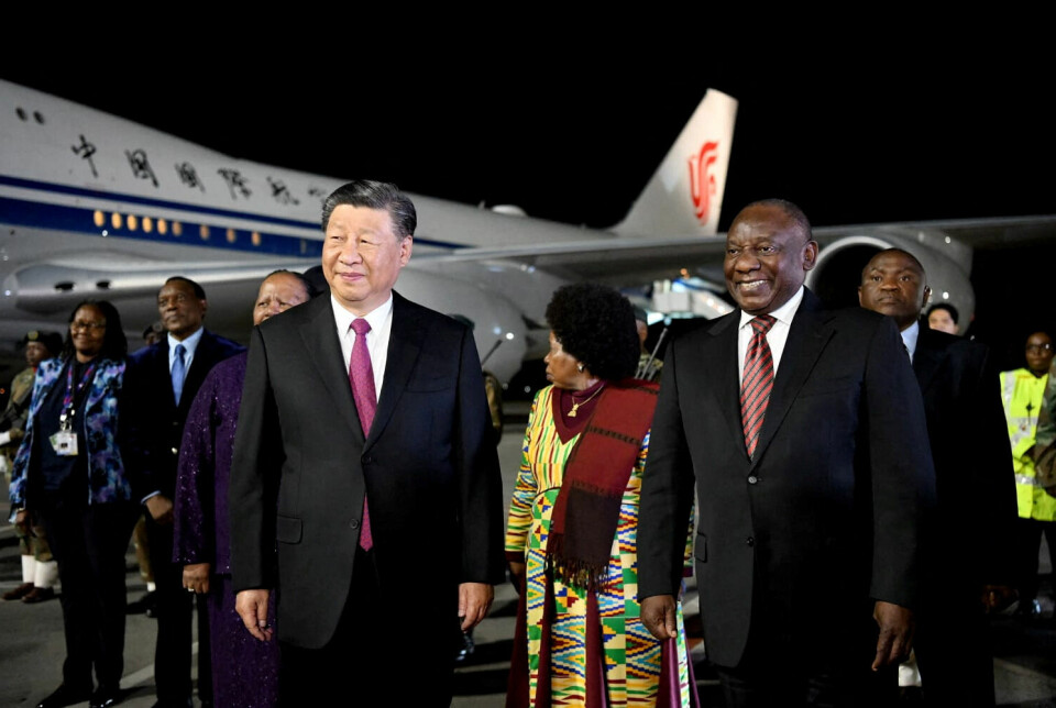 De fem landene i BRICS møtes i Johannesburg de neste par dagene. Her er Kinas president Xi Jinping og Sør-Afrikas president Cyril Ramaphosa i forkant av toppmøtet.