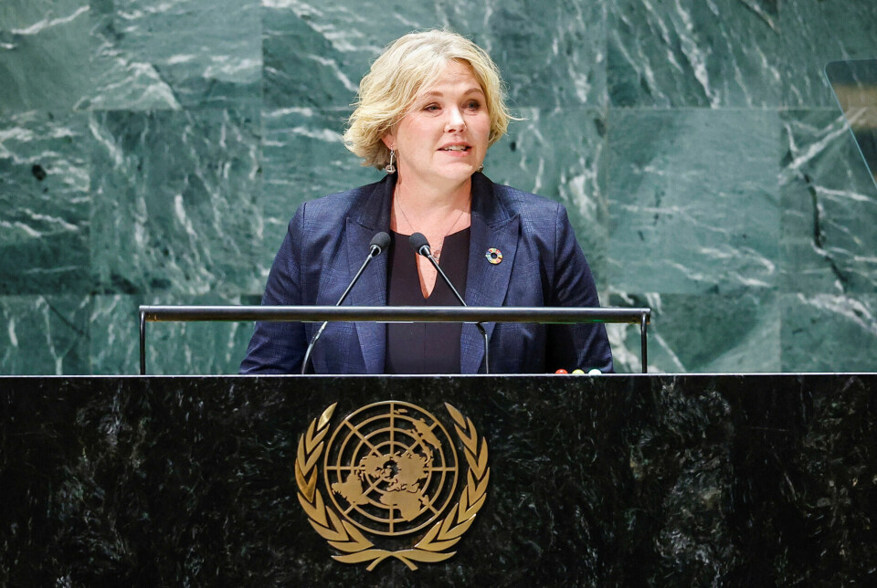 Norges utviklingsminister Anne Beathe Tvinnereim var en av få kvinner som talte under årets åpning av FNs generalforsamling.