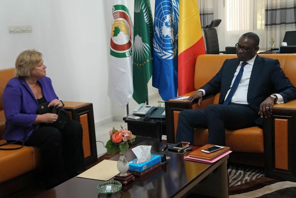 Hege Hertzberg i samtale med Malis utenriksminister Abdoulaye Diop