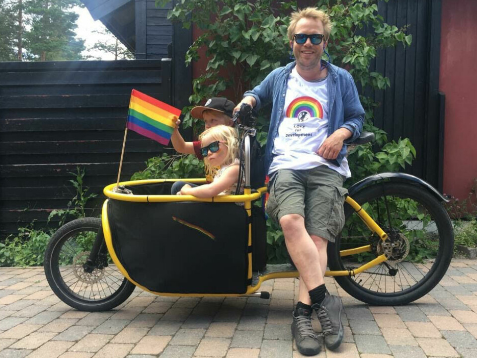 «Bogbi», Kihl og barna på vei til Norads prideparade i Oslo i 2019.