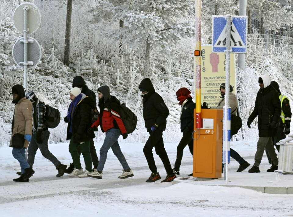 Migranter og flyktninger, som har tatt veien via Russland, kommer inn i Finland ved grenseposten i Salla 23. november i år. Syklene, som de kom seg til grensen med, står igjen.