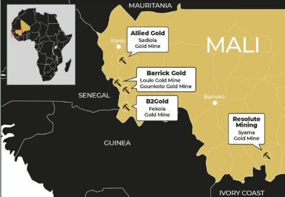 De største gruvene i Mali.