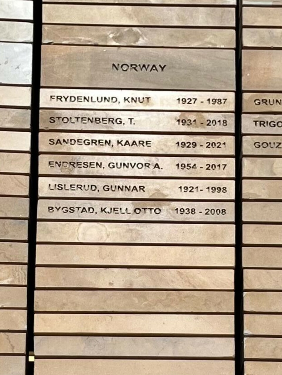 Seks norske navn har kommet opp på Wall of Names i Freedom Park, men flere kan komme til ettersom komiteen stadig vurderer nye forslag.