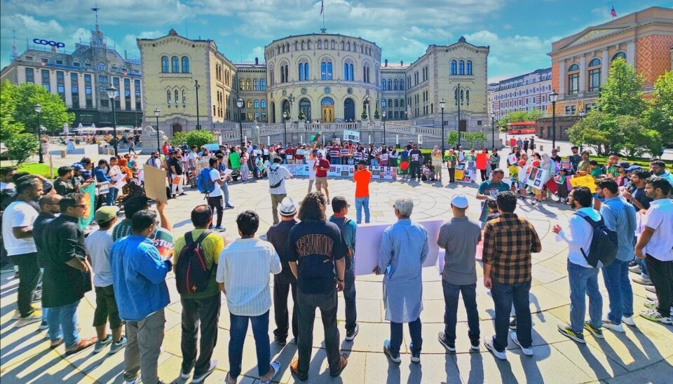Demonstrasjon foran Stortinget i Oslo 20. juli.