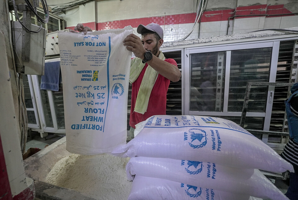 Et bakeri i flyktningleiren Jabaliya på Gazastripen fikk nylig levert sekker med ukrainsk hvete gjennom det norskstøttede programmet «Grain from Ukraine».