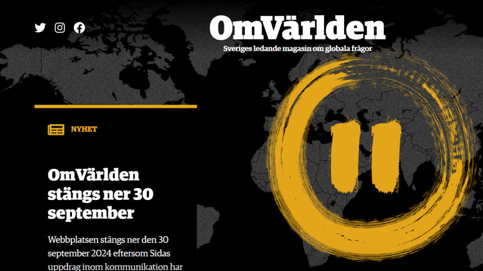 Det svenske bistandsdirektoratet Sida varsler at bistandsbladet OmVärldens nettsider stenges 30. september.