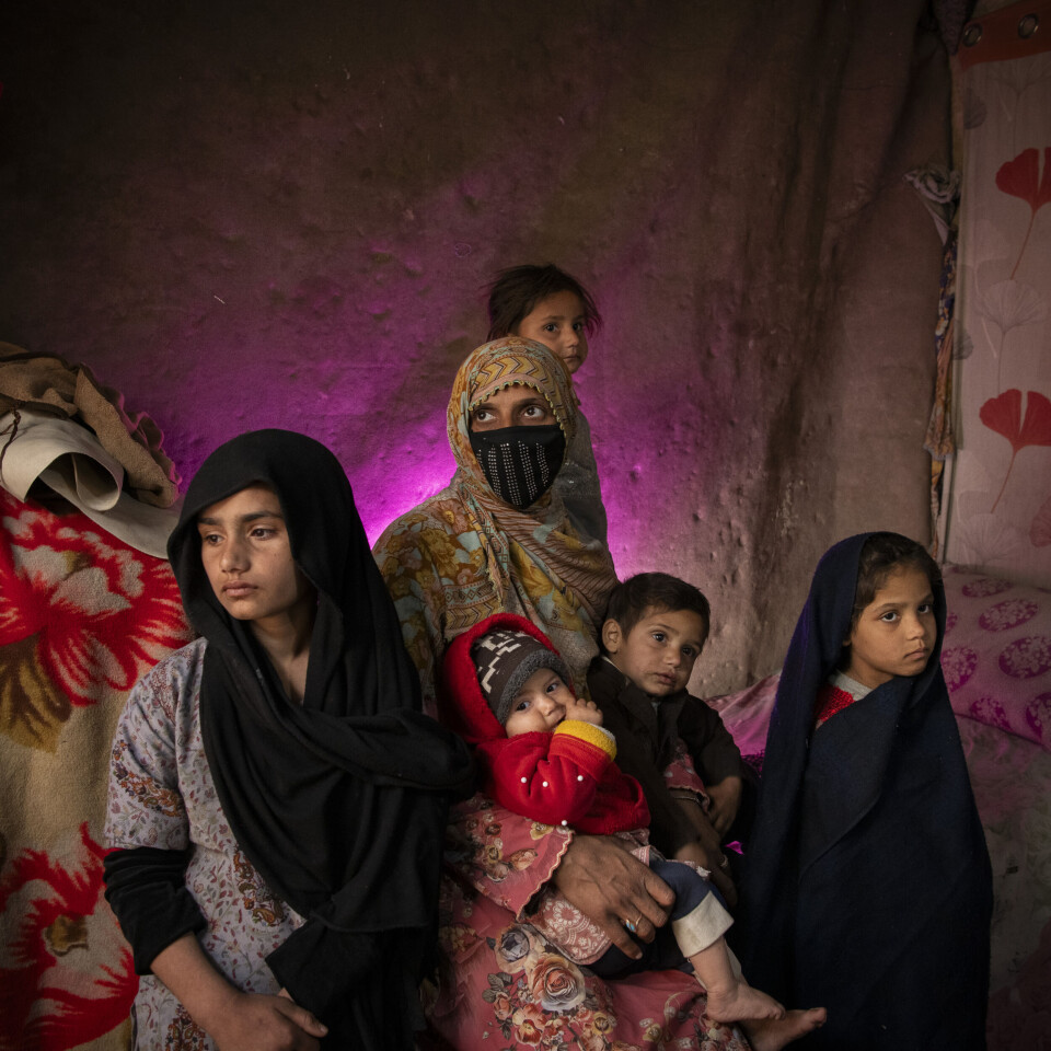 En mor og de fem barna hennes. I likhet med hundretusener av afghanere, har også denne familien blitt deportert fra
Pakistan i aksjoner mot afghanere som oppholdt seg ulovlig i landet.