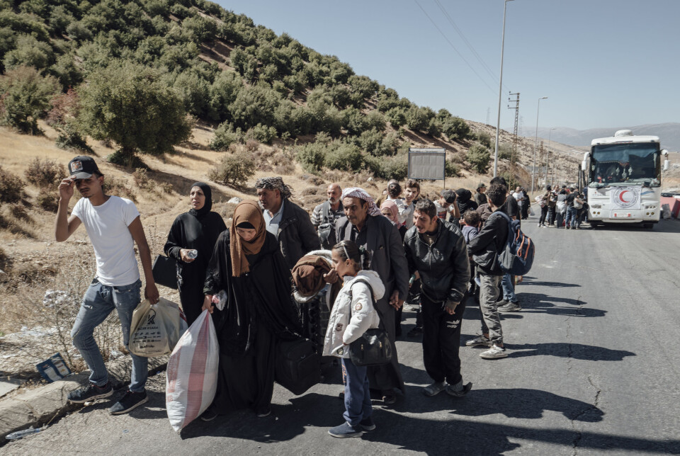 Syriske flyktninger i Libanon på flukt tilbake til Syria 5. oktober 2024.