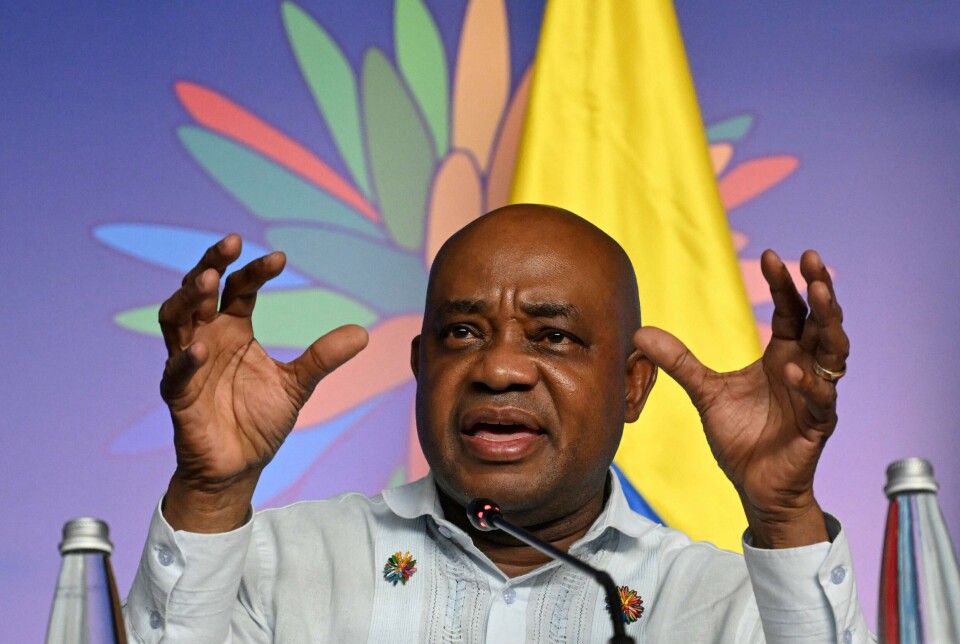 Colombias ferske utenriksminister Luis Gilberto Murillo under naturtoppmøtet COP16 i Cali, Colombia. Mandag kommer han til Norge for å møte utenriksminister Espen Barth Eide og Timosjenko, eller Rodrigo Londoño, den tidligere lederen av geriljabevegelsen Farc.