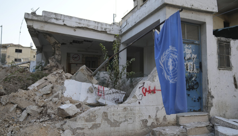 Kontoret til FNs organisasjon for hjelp til palestinske flyktninger, UNRWA, som ble delvis ødelagt under den israelske hærens operasjon i flyktningleiren Nur Shams på Vestbredden torsdag 31. oktober 2024.