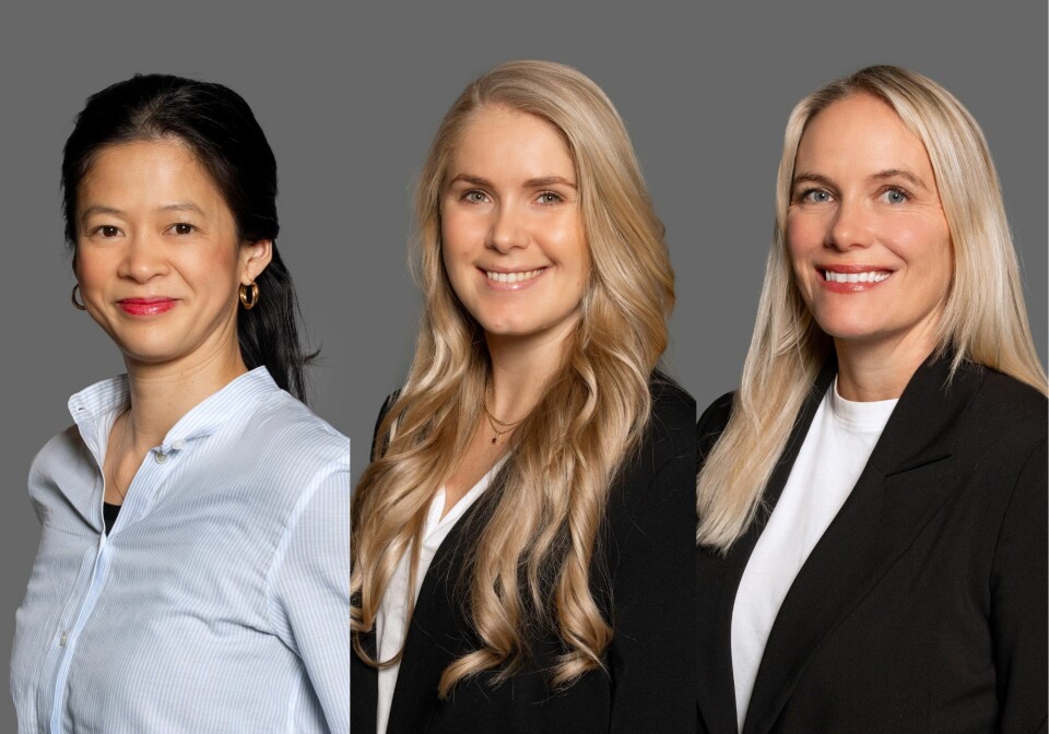 Huyen Titti Brekken (t.v.), Solveig Midttun Bæra og Julie Lillejord skal jobbe med internasjonal utvikling i PwC.