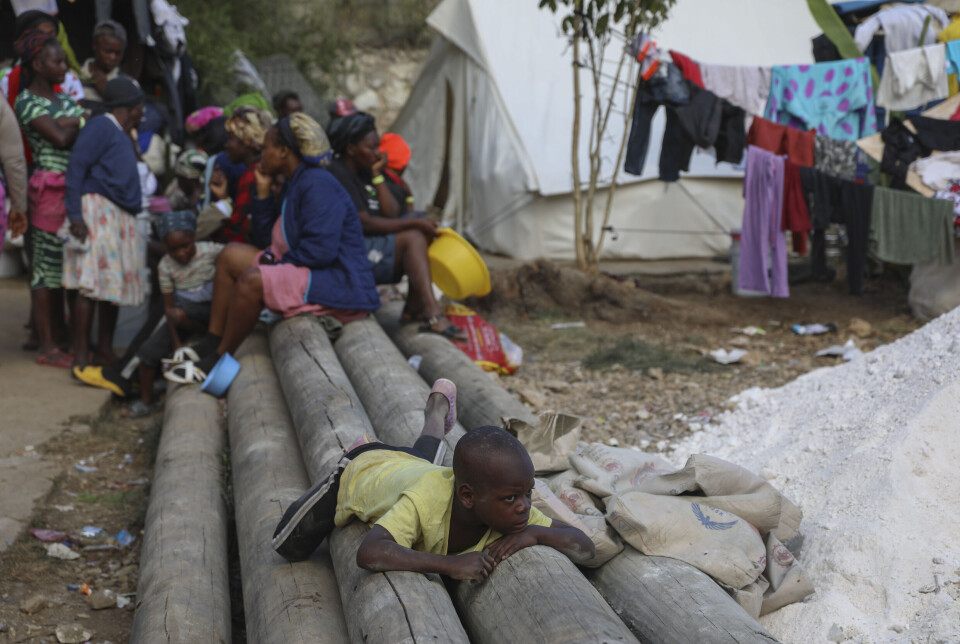 Folk som er fordrevet av gjengvolden i Haiti, fotografert i midten av februar i Port-au-Prince.