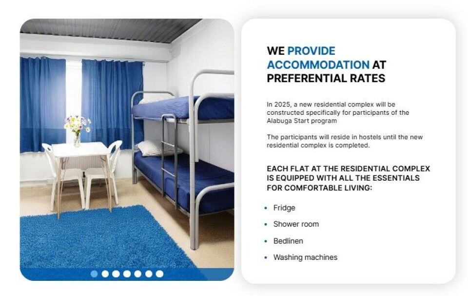 Slik reklamerer Alabuga Start-programmet for sitt student-internat.