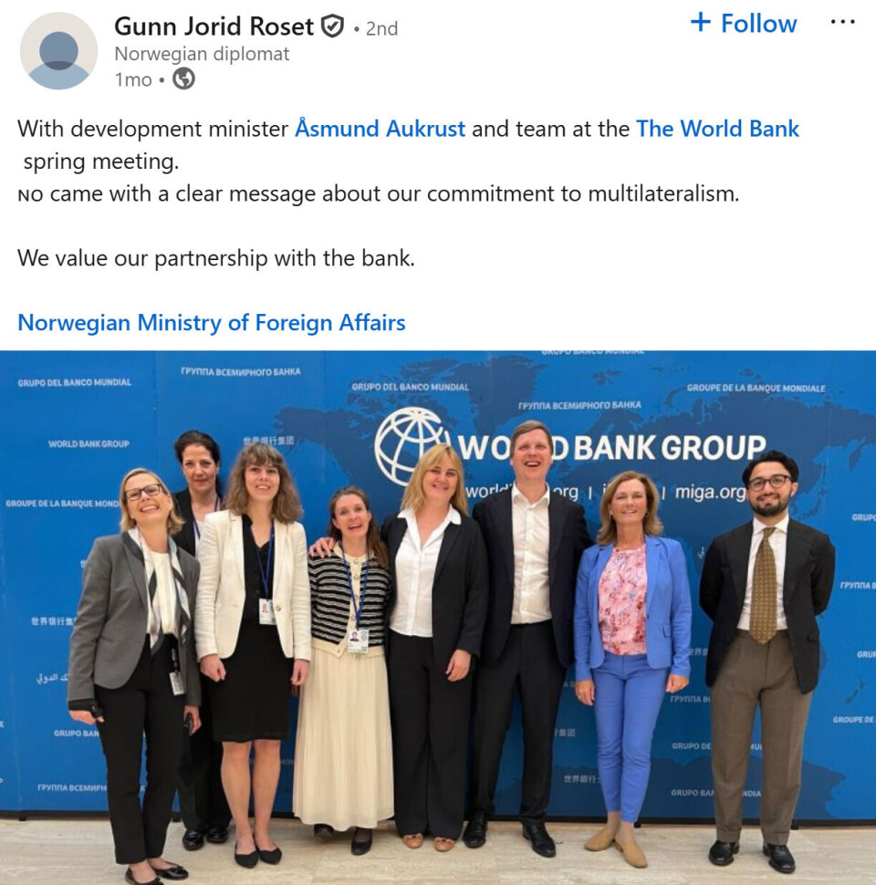 Skjermbilde av Gunn Jorid Rosets LinkedIn-post under toppmøtet i Washington D.C.