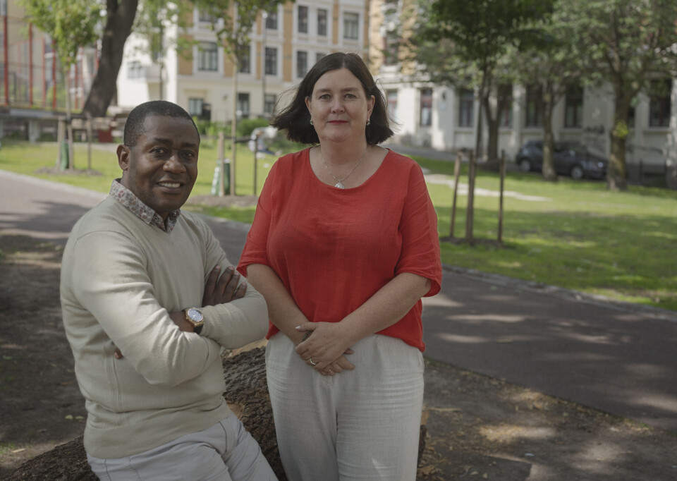 Direktøren for Caritas Kongo, Abbé Edouard Makimba, besøker Oslo og generalsekretær Ingrid Rosendorf Joys i Caritas Norge .