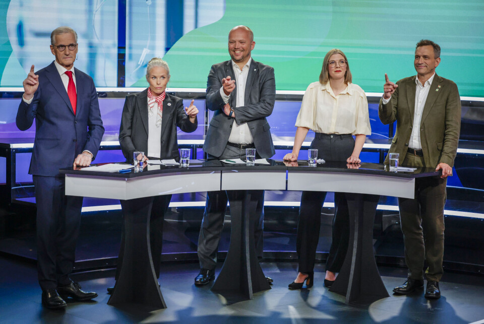 Alle de rødgrønne partiene må samarbeide nå etter valget, noe som har blitt kalt en «tuttifrutti-koalisjon». Fra venstre: Jonas Gahr Støre (Ap), Kirsti Bergstø (SV), Trygve Slagsvold Vedum (Sp), Marie Sneve Martinussen (Rødt) og Arild Hermstad (MDG) under en TV 2-debatt i august.