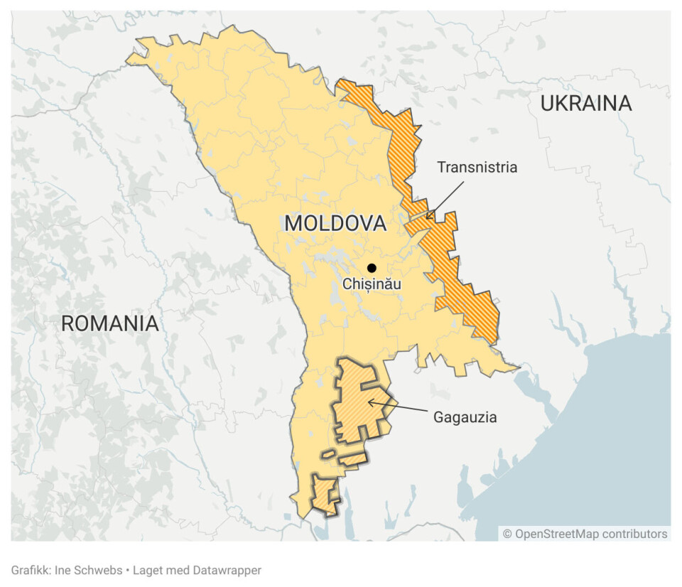To områder i Moldova, utbryterrepublikken Transnistria og det delvis autonome området Gagauzia, er særlig russiskvennlige områder.