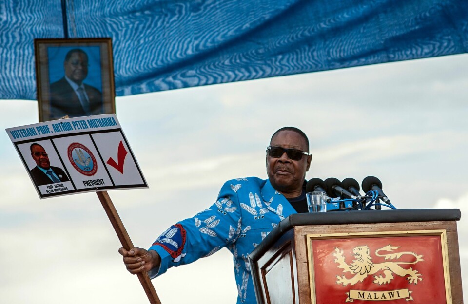 Arthur Peter Mutharika (DPP) var president i Malawi mellom 2014–2020. Nå får han en ny presidentperiode.