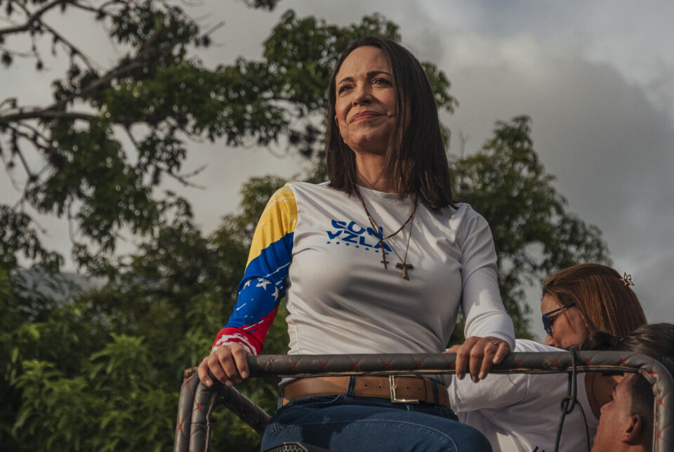 María Corina Machado vart kunngjort som vinnar av fredsprisen 2025 fredag. Her under eit folkemøte i Caracas, Venezuela, før presidentvalet i 2024.